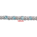 10mm silver stainless steel keel chain variant with blue beads for DIY jewelry - Steel Color Sky Blue Inlaid Dragon Bone Chain 10mm