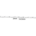Polished silver stainless steel chain link with 14.5mm length and 2mm width dimensions - Diagonal Link Chain / 2mm / Steel
