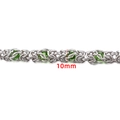 10mm silver byzantine chain with green transparent beads for DIY hip-hop jewelry - Steel Color Green Inlaid Dragon Bone Chain 10mm