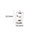Silver rectangular pendant with hammered texture for DIY jewelry making 33.5mm x 18.5mm - Square Pendant / 33.5mm / Steel