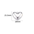 Polished silver heart-shaped stainless steel pendant measuring 28mm by 25.5mm - Plain Heart Pendant / 28mm / Steel