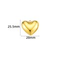Polished golden stainless steel heart pendant in 28mm width for jewelry making - Plain Heart Pendant / 28mm / 18K Gold