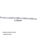 2.35mm silver stainless steel wave water chain link for DIY jewelry making and necklace - Steel Color (2.35mm)