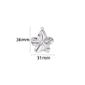 Polished silver floral pendant charm with radial texture, size 36x31mm stainless steel - Flower Pendant / 36mm / Steel