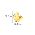 Golden irregular heart pendant with ripple texture measuring 38.7mm by 32.5mm - Pleated Pendant / 38.7mm / 18K Gold