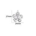 Silver stainless steel five-petal flower pendant with textured petals measuring 27x24mm - Vertical Stripe Flower Pendant / 27mm / Steel