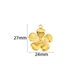 Golden stainless steel five-petal flower pendant with 27mm x 24mm size dimensions - Vertical Stripe Flower Pendant / 27mm / 18K Gold