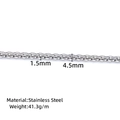 Poliertes Edelstahl-Panzerketten-Glied 4,5mm Breite 1,5mm Dicke für DIY-Schmuckherstellung - Stahlfarben Geschlossene Curb Kette / 4.5mm