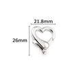 Silver heart-shaped lobster clasp detail with 26mm height and 21.8mm width measurements - Heart-shaped Clasp (26mm)