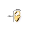 Dettaglio macro della chiusura a cuore dorata da 20mm per gioielli fai-da-te con misure - Chiusura a Cuore Grande Lucida (A2242) / Oro 18K