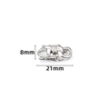 Fermoir gourmette en acier inoxydable argenté de 21 mm de long et 8 mm de largeur - 8x21mm / Acier
