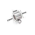 Accessorio perla a bambù in acciaio lucido con gancio, parte per gioielli DIY 5x6mm - Perlina a Tubo Con Anello / 6mm / Colore acciaio
