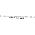 Cadena de clip en acero inoxidable plateado con hilo de 0,55 mm y eslabones de 2x5 mm - 0.55x2x5mm