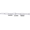 Silver stainless steel paperclip chain DIY jewelry accessory with 10mm oval links - 0.8x3.3x10mm