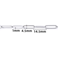 Silver stainless steel paperclip chain DIY accessory with 14.5mm oval link dimension - 1x4.5x14.5mm
