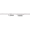 Polished stainless steel bar link chain, 1.2mm diameter and 15mm segment length - Steel Color Bar Chain 1.2x15mm