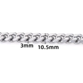 Chaîne cubaine en acier inoxydable poli de 10,5 mm de large et 3 mm d'épaisseur - 10.5 / Acier