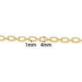 Detaillierte Makroansicht der goldenen Ovalgliederkette mit 4mm Breite und 1mm Dicke - 18K Goldfarbe Ovale Einkerbung Kreuzkette 4mm