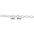 Detaillierte 4mm silberne ovale Gliederkette aus hochwertigem strukturiertem Edelstahl - Stahlfarbe Ovale Einkerbung Kreuzkette 4mm