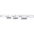 Silver paperclip chain in stainless steel with 22mm x 8mm links for DIY jewelry making - Steel Color Square Chain 1:1 Chain 2x8mm