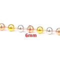 6mm dreifarbige Edelstahl-Kugelkette in Gold, Roségold und Silber für DIY-Schmuck - 6mm / Dreifarbig Gemischt (B090)