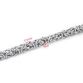 Macro view of 7mm stainless steel Byzantine chain with 1.3mm wire diameter details - Handmade Dragon Bone Chain (B445) / 7mm / Steel