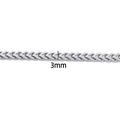 Close-up of 3mm silver stainless steel curb chain with wheat chain weave texture - Reversible Chain / 3mm / Steel