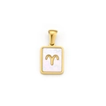 Gold vacuum plated rectangular Aries constellation pendant with white iridescent shell inlay - Gold Aries Zodiac