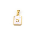Golden Taurus zodiac pendant with white shell inlay for DIY necklace making - Gold Taurus Zodiac