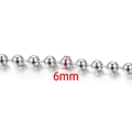 Shiny silver 6mm stainless steel bead chain for DIY jewelry making accessories - 6mm / Steel Color (B090)