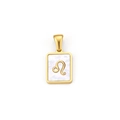 Golden Leo zodiac pendant with white mother-of-pearl inlay for DIY necklaces - Gold Leo Zodiac