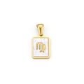 Rectangular gold plated Virgo zodiac pendant with white mother of pearl inlay - Gold Virgo Zodiac