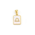 Rectangular Libra zodiac pendant in gold finish with white shell inlay for DIY jewelry - Gold Libra Zodiac
