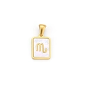 Golden rectangular Scorpio zodiac pendant with iridescent white shell inlay for necklaces - Gold Scorpio Zodiac