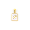 Gold plated stainless steel Sagittarius zodiac pendant with white shell inlay for DIY jewelry - Gold Sagittarius Zodiac