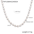 Silver titanium steel tennis necklace with 0.6cm round zircon stones and adjustable chain - Steel Color White Zirconia Necklace
