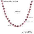 Silver color titanium steel tennis necklace with 0.6cm red zircon and 36+7cm chain - Silver Red Zircon Necklace