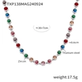 Colorful zircon tennis necklace in 18K gold plated titanium steel for women - Steel Color Multicolor Zirconia Necklace