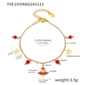 Technical drawing of stainless steel Christmas tree bracelet with dimensions and specs - Garnet Christmas Multi-Element Bracelet (TXE191)