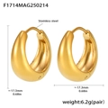 Macro shot of U-shaped gold earrings showing 17.3mm size, weight and high polish texture - 17mm / Gold (F1714)