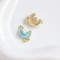 Goldener Mondanhänger mit blauem Harz und Perle für DIY Schmuck und Ohrringe - Hellblau Irisierender Mond mit Perlenstern Anhänger (1#)