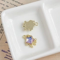 DIY star charm in gold finish with purple jewel and small pearl accents - Purple Iridescent Star (1#)