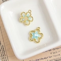 Light blue flower charm pendant with gold alloy frame and pearl center for DIY jewelry - Light Blue Flower (2#)