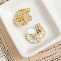 Ginkgo leaf pendants with enamel finish and iridescent beads for DIY jewelry making - Gradient Enamel Ginkgo Leaf Pendant (2#)