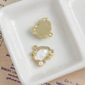 Sweet gold alloy cloud pendant with white resin and pearls for DIY jewelry - White Cloud Design (2#)
