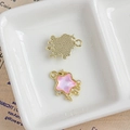 Pink enamel star pendant with gold plating and rhinestones for DIY jewelry making - Pink Shooting Star (3#)