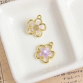 Light purple alloy flower charms with gold plating for DIY jewelry making - Light Purple Flower (3#)