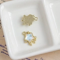 Golden star charms with iridescent inlay and sparkling crystals for DIY jewelry making - White Iridescent Star (4#)