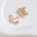 Anhänger Mond und Stern in Rosa mit Perle für DIY-Schmuck aus hochwertiger Legierung - Rosa Emaille Mond mit Perle Strass und Goldenem Stern (5#)
