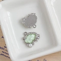 DIY jewelry pendant set featuring green star and cloud motifs with white pearls - Light Green Star Cloud Design (5#)